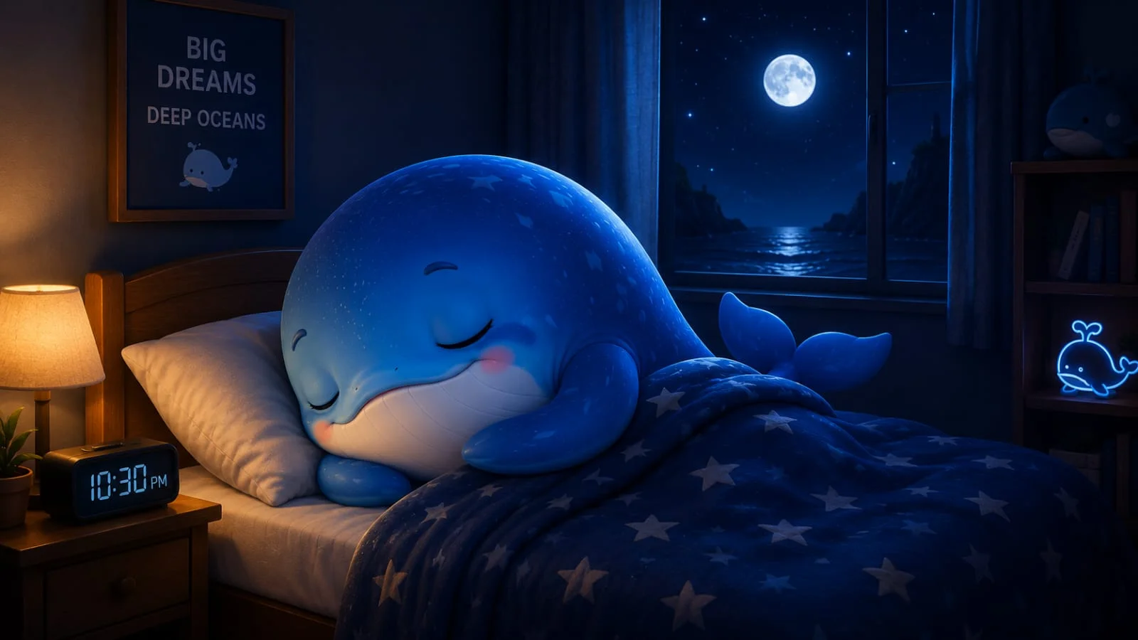 AHH sleeping under a starry blanket with the moon outside